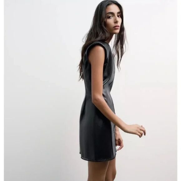 NWT ZARA Faux Leather Mini Dress - Picture 4 of 10